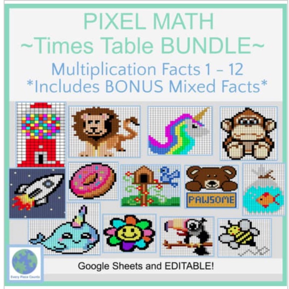 FREE KIDS MATH ACTIVITY -Digital Pixel Art Math Activity On My TPT Store - Picture 4 of 11